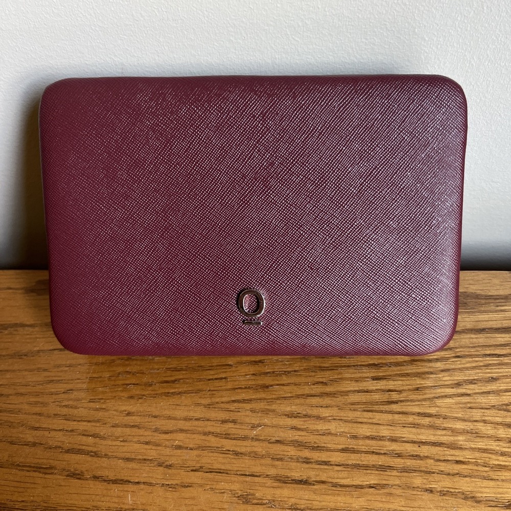 Doterra Hard Sided Oil Roller Carrying Case Clutch Burgundy Silver Holds 6